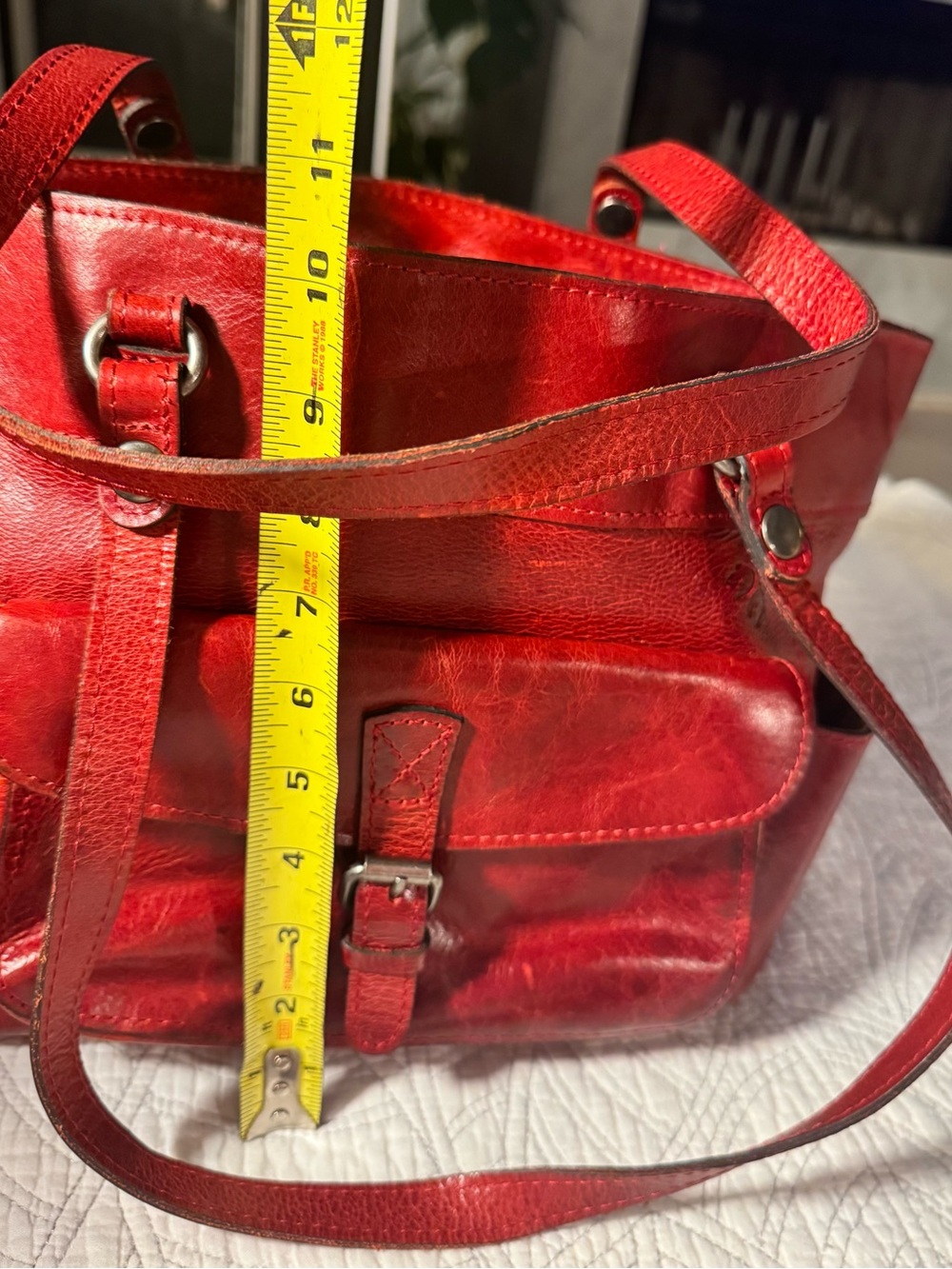 Patricia Nash Bolsena Red Distressed Leather Tote Shoulder Bag Vintage Inspired - Picture 15 of 15